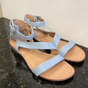 Franco Sarto Baby Blue Strap Leather Sandals Flats Summer Shoes Womens Sz 8.5